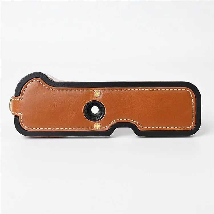 For Fuji XT10 / XT20 / XT30 / XT30 II Leather Camera Case Bottom Half-Body Camera Protective Cover with Strap