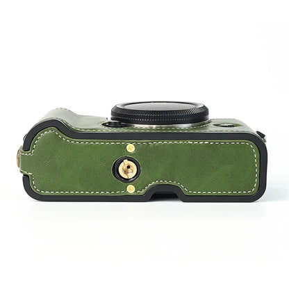 For Fuji XT10 / XT20 / XT30 / XT30 II Leather Camera Case Bottom Half-Body Camera Protective Cover with Strap