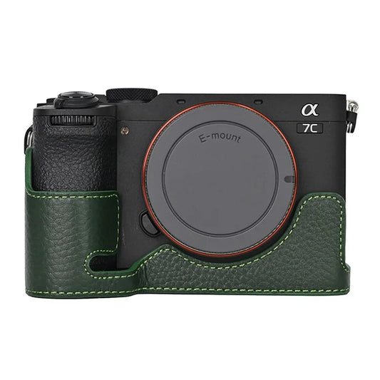 For Sony A7C II / A7CR Genuine Cow Leather Bottom Case Half Camera Cover with Battery Opening