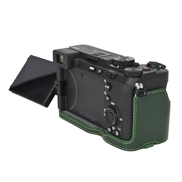 For Sony A7C II / A7CR Genuine Cow Leather Bottom Case Half Camera Cover with Battery Opening