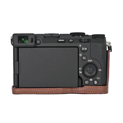 For Sony A7C II / A7CR Genuine Cow Leather Bottom Case Half Camera Cover with Battery Opening