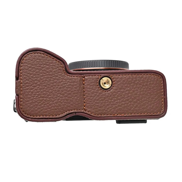 For Sony A7C II / A7CR Genuine Cow Leather Bottom Case Half Camera Cover with Battery Opening