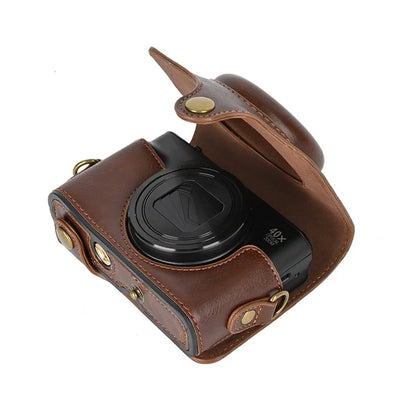 Camera Bag for Canon SX740 HS / SX730 / SX720 Camera Protective Cover PU Leather Digital Camera Bag with Shoulder Strap