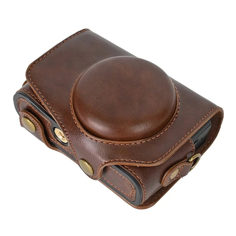 Camera Bag for Canon SX740 HS / SX730 / SX720 Camera Protective Cover PU Leather Digital Camera Bag with Shoulder Strap