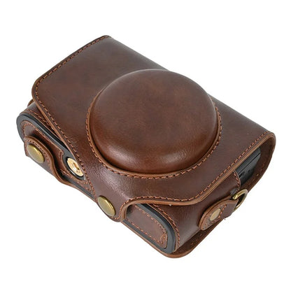 Camera Bag for Canon SX740 HS / SX730 / SX720 Camera Protective Cover PU Leather Digital Camera Bag with Shoulder Strap