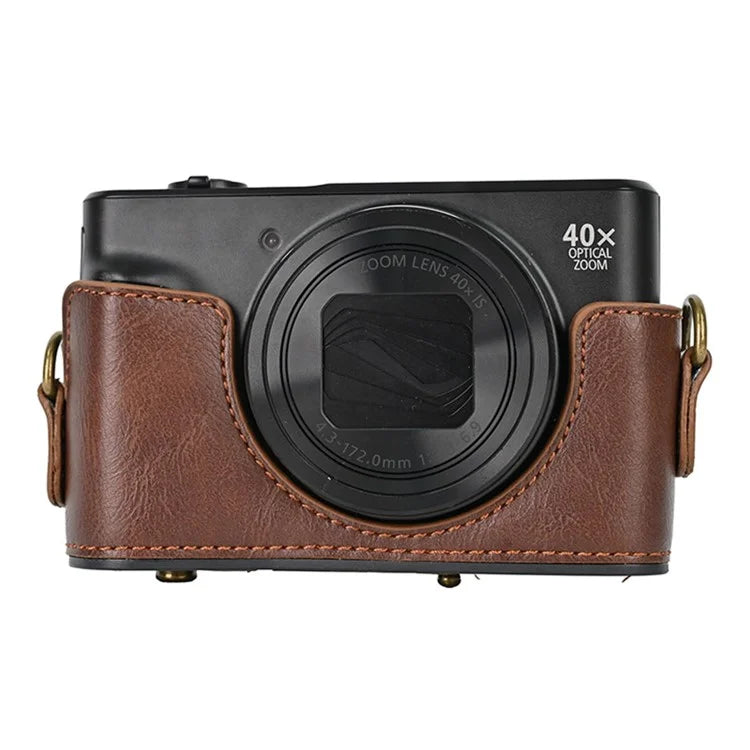 Camera Bag for Canon SX740 HS / SX730 / SX720 Camera Protective Cover PU Leather Digital Camera Bag with Shoulder Strap