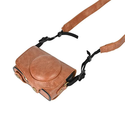 Camera Bag for Canon SX740 HS / SX730 / SX720 Camera Protective Cover PU Leather Digital Camera Bag with Shoulder Strap