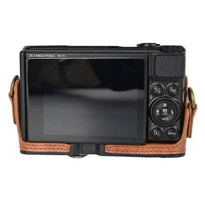 Camera Bag for Canon SX740 HS / SX730 / SX720 Camera Protective Cover PU Leather Digital Camera Bag with Shoulder Strap