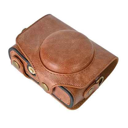 Camera Bag for Canon SX740 HS / SX730 / SX720 Camera Protective Cover PU Leather Digital Camera Bag with Shoulder Strap