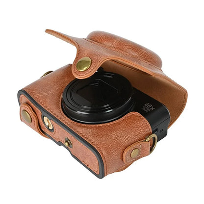 Camera Bag for Canon SX740 HS / SX730 / SX720 Camera Protective Cover PU Leather Digital Camera Bag with Shoulder Strap