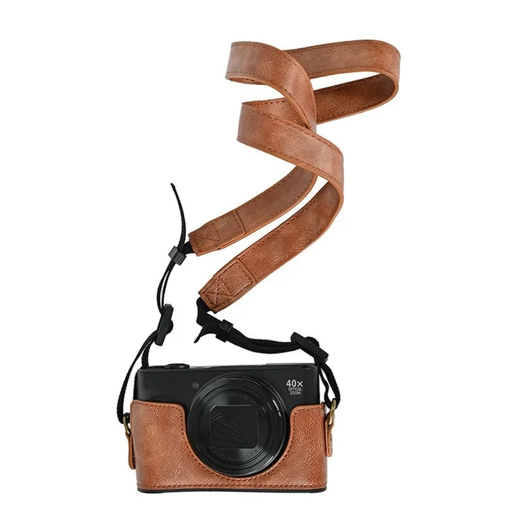 Camera Bag for Canon SX740 HS / SX730 / SX720 Camera Protective Cover PU Leather Digital Camera Bag with Shoulder Strap