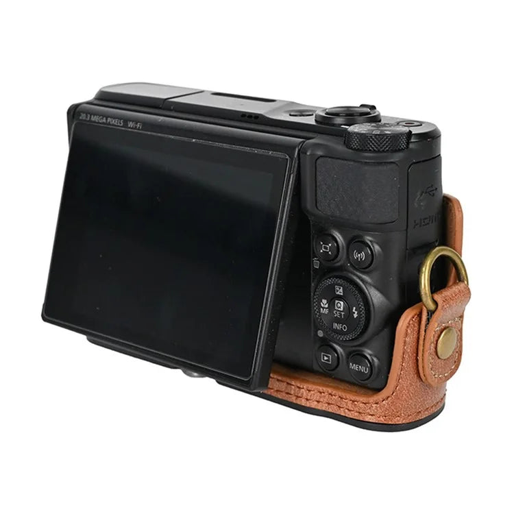 Camera Bag for Canon SX740 HS / SX730 / SX720 Camera Protective Cover PU Leather Digital Camera Bag with Shoulder Strap