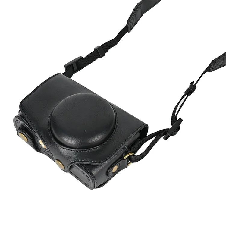 Camera Bag for Canon SX740 HS / SX730 / SX720 Camera Protective Cover PU Leather Digital Camera Bag with Shoulder Strap