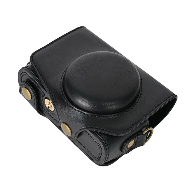 Camera Bag for Canon SX740 HS / SX730 / SX720 Camera Protective Cover PU Leather Digital Camera Bag with Shoulder Strap