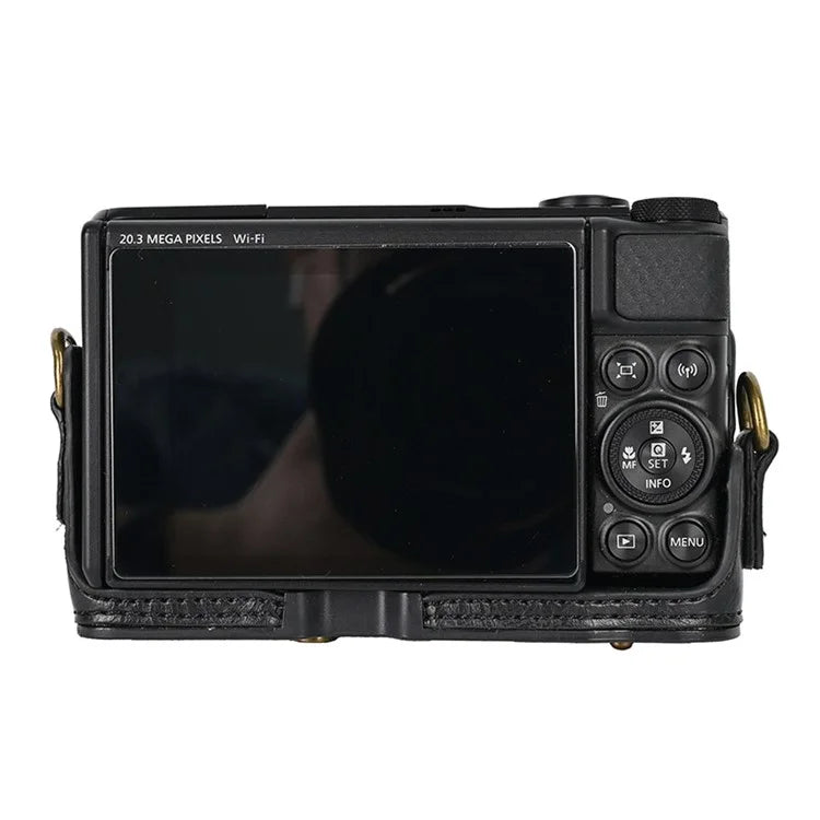 Camera Bag for Canon SX740 HS / SX730 / SX720 Camera Protective Cover PU Leather Digital Camera Bag with Shoulder Strap