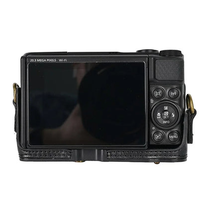 Camera Bag for Canon SX740 HS / SX730 / SX720 Camera Protective Cover PU Leather Digital Camera Bag with Shoulder Strap