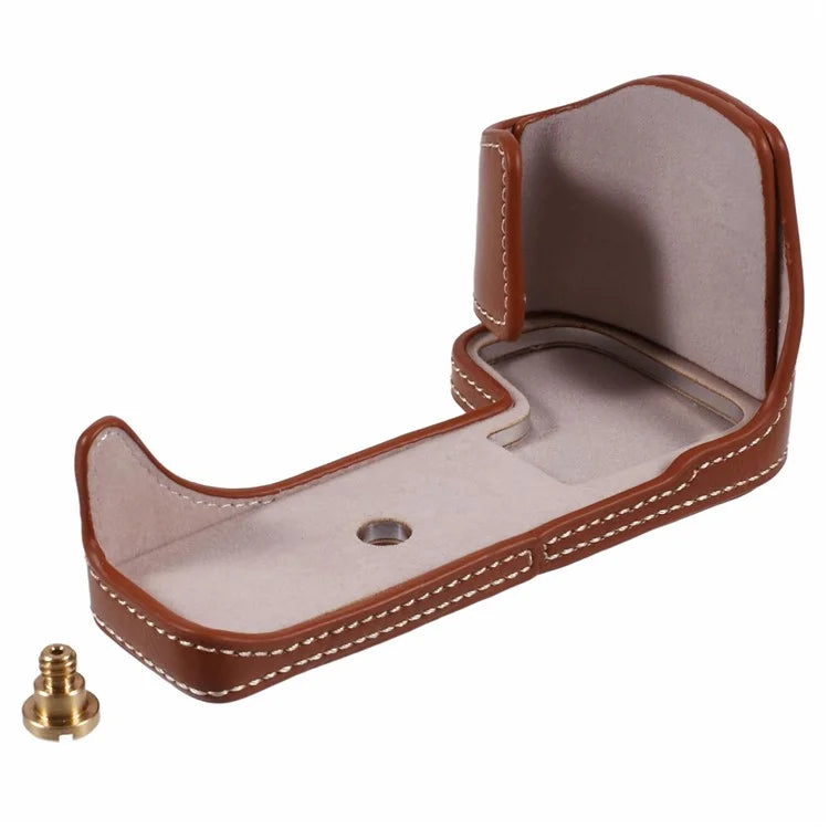 For Canon EOS R10 PU Leather Camera Bottom Cover Screw Design Half Body Case