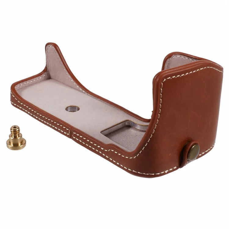 For Canon EOS R10 PU Leather Camera Bottom Cover Screw Design Half Body Case