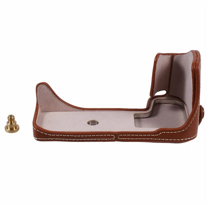 For Canon EOS R10 PU Leather Camera Bottom Cover Screw Design Half Body Case