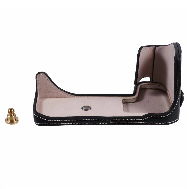 For Canon EOS R10 PU Leather Camera Bottom Cover Screw Design Half Body Case