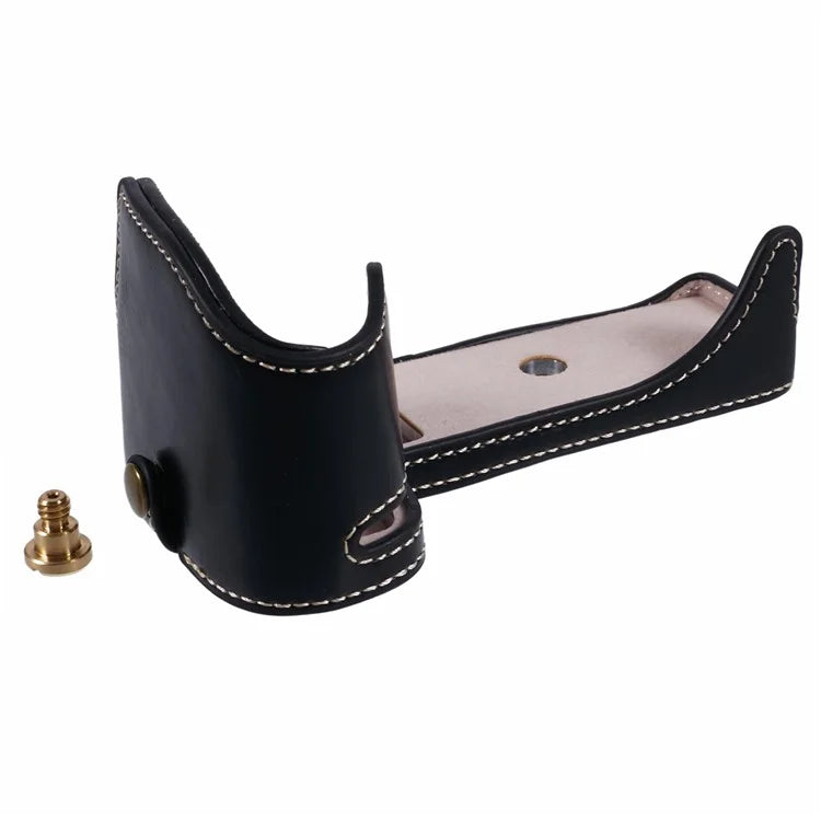 For Canon EOS R10 PU Leather Camera Bottom Cover Screw Design Half Body Case