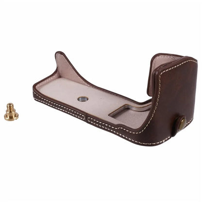 For Canon EOS R10 PU Leather Camera Bottom Cover Screw Design Half Body Case