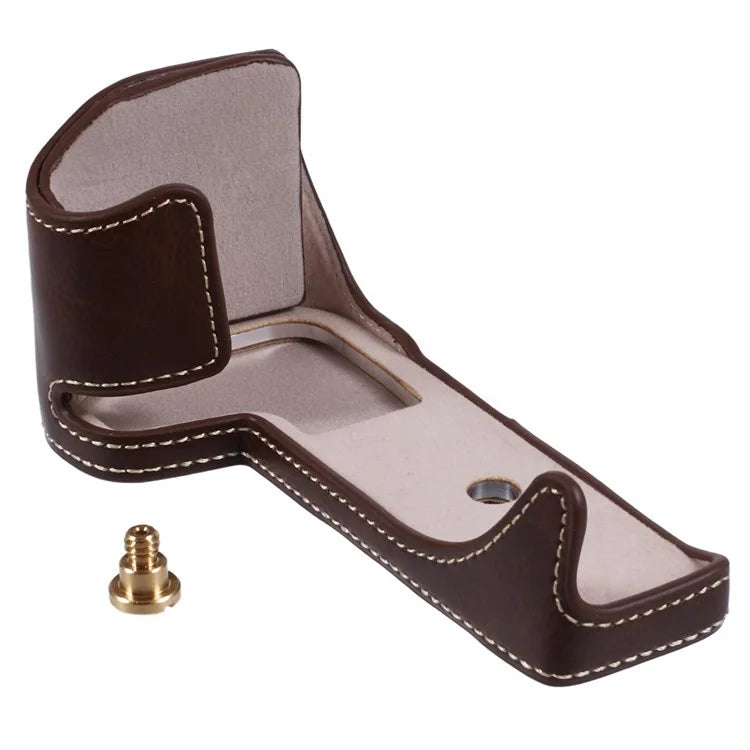 For Canon EOS R10 PU Leather Camera Bottom Cover Screw Design Half Body Case