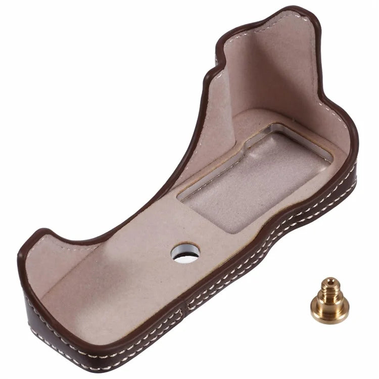 For Canon EOS R50 / R100 Camera Half Body Case PU Leather Bottom Cover with Screw