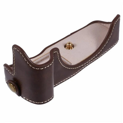 For Canon EOS R50 / R100 Camera Half Body Case PU Leather Bottom Cover with Screw