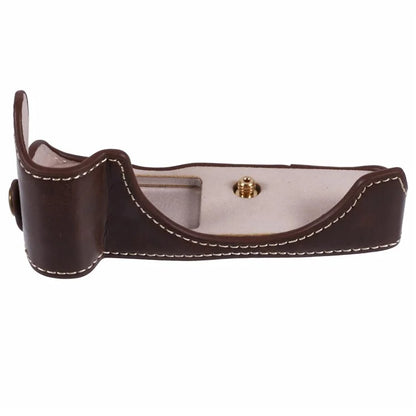 For Canon EOS R50 / R100 Camera Half Body Case PU Leather Bottom Cover with Screw