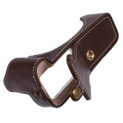 For Canon EOS R50 / R100 Camera Half Body Case PU Leather Bottom Cover with Screw