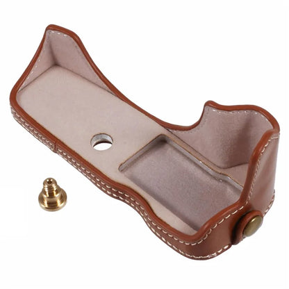 For Canon EOS R50 / R100 Camera Half Body Case PU Leather Bottom Cover with Screw