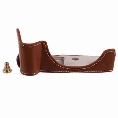 For Canon EOS R50 / R100 Camera Half Body Case PU Leather Bottom Cover with Screw