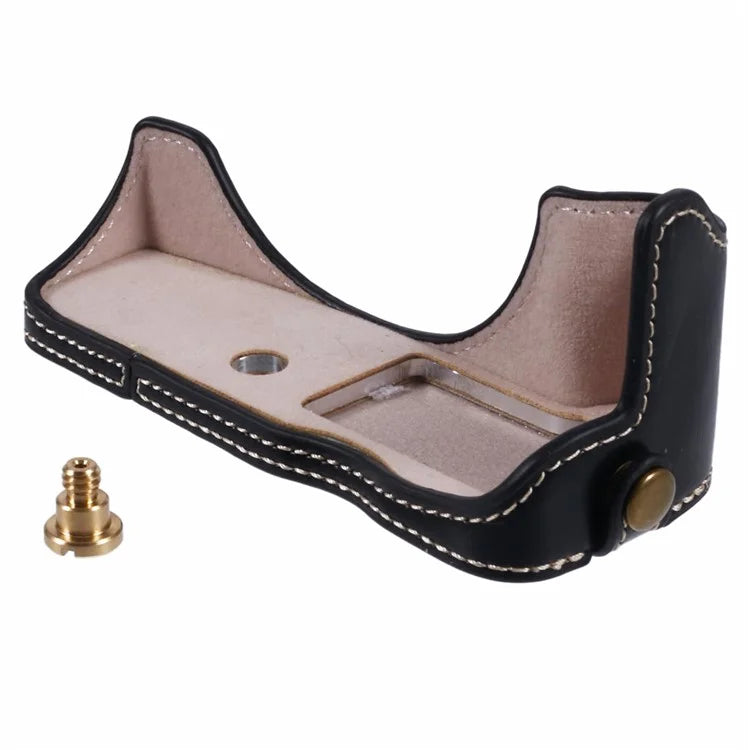 For Canon EOS R50 / R100 Camera Half Body Case PU Leather Bottom Cover with Screw