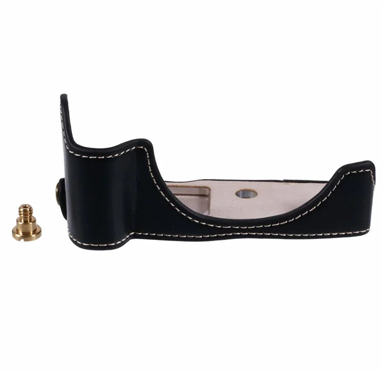 For Canon EOS R50 / R100 Camera Half Body Case PU Leather Bottom Cover with Screw