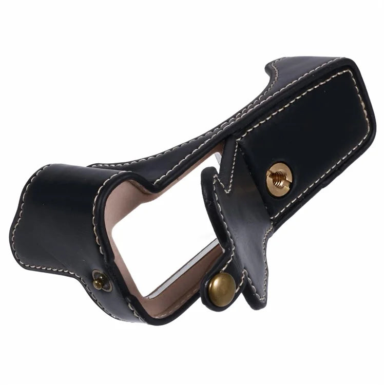 For Canon EOS R50 / R100 Camera Half Body Case PU Leather Bottom Cover with Screw