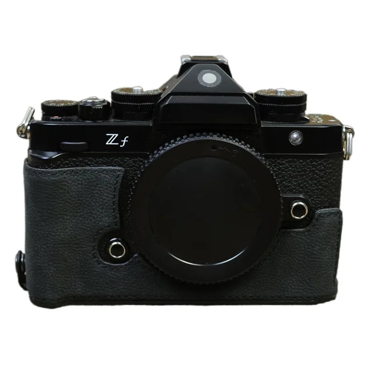 For Nikon Z f Genuine Cow Leather Protective Bottom Case Half Camera Cover with Battery Opening
