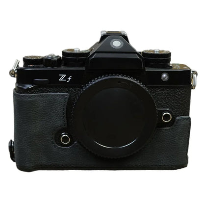 For Nikon Z f Genuine Cow Leather Protective Bottom Case Half Camera Cover with Battery Opening