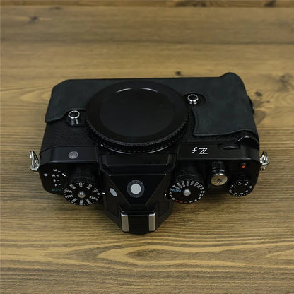 For Nikon Z f Genuine Cow Leather Protective Bottom Case Half Camera Cover with Battery Opening