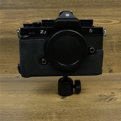 For Nikon Z f Genuine Cow Leather Protective Bottom Case Half Camera Cover with Battery Opening