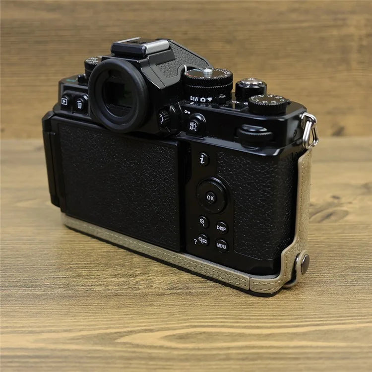 For Nikon Z f Genuine Cow Leather Protective Bottom Case Half Camera Cover with Battery Opening