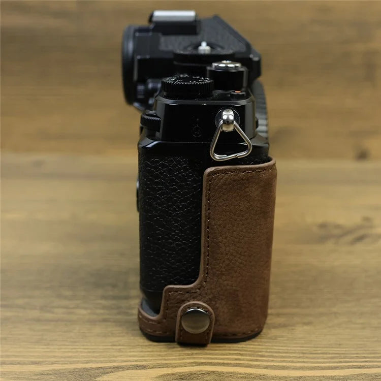 For Nikon Z f Genuine Cow Leather Protective Bottom Case Half Camera Cover with Battery Opening