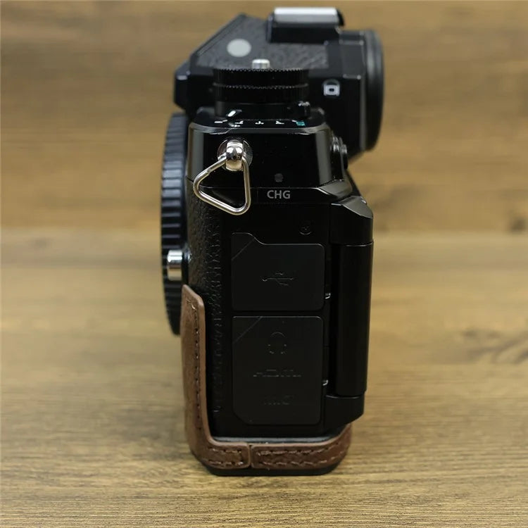 For Nikon Z f Genuine Cow Leather Protective Bottom Case Half Camera Cover with Battery Opening