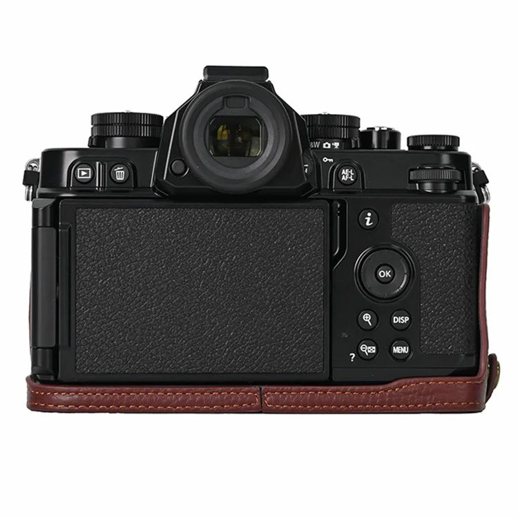 For Nikon Z f Genuine Cow Leather Bottom Case Half Camera Cover with Battery Opening