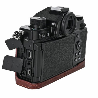 For Nikon Z f Genuine Cow Leather Bottom Case Half Camera Cover with Battery Opening