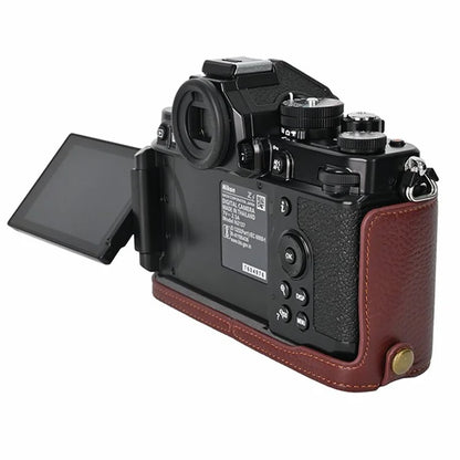 For Nikon Z f Genuine Cow Leather Bottom Case Half Camera Cover with Battery Opening