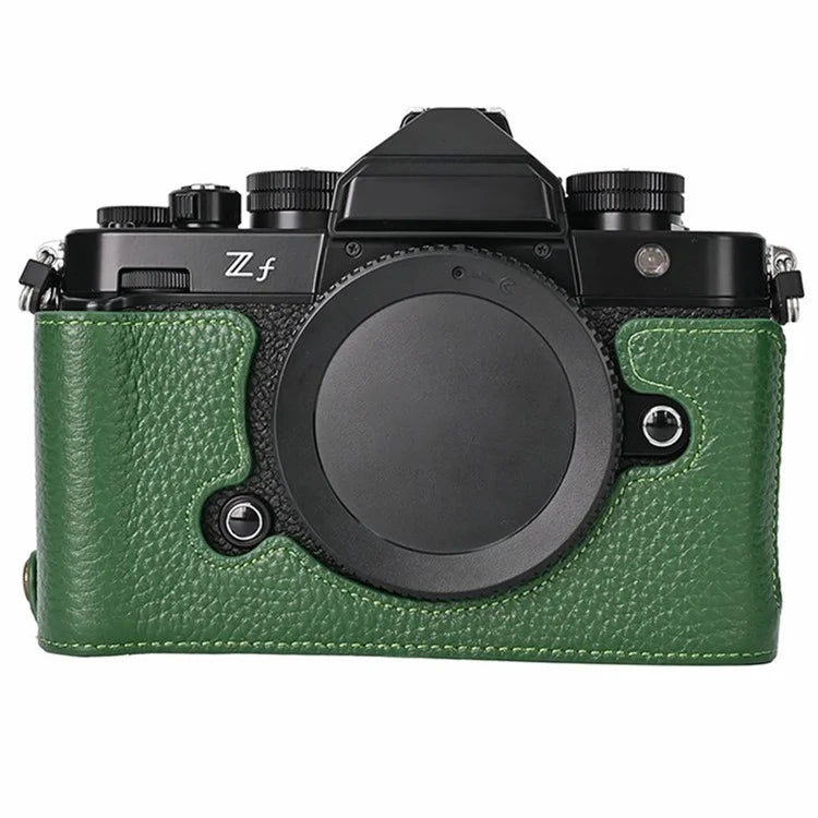 For Nikon Z f Genuine Cow Leather Bottom Case Half Camera Cover with Battery Opening