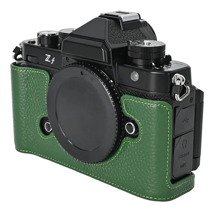For Nikon Z f Genuine Cow Leather Bottom Case Half Camera Cover with Battery Opening