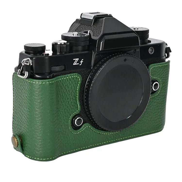 For Nikon Z f Genuine Cow Leather Bottom Case Half Camera Cover with Battery Opening