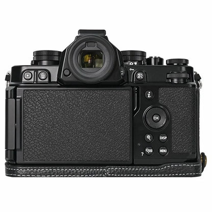 For Nikon Z f Genuine Cow Leather Bottom Case Half Camera Cover with Battery Opening